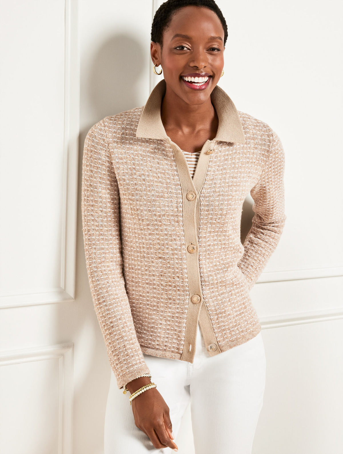 Talbots POLO CARDIGAN - DASH STRIPE