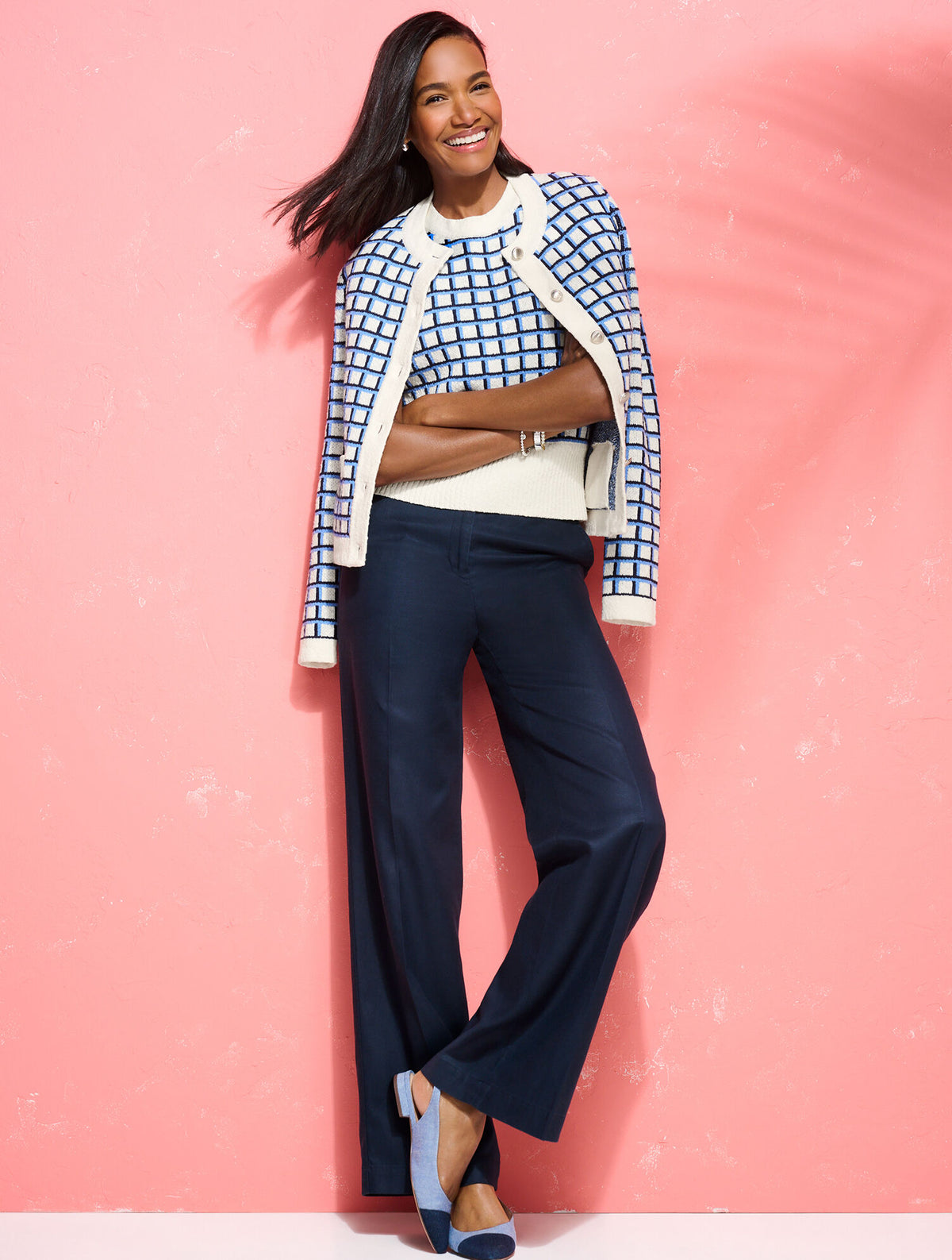 Talbots TEXTURED STITCH SWEATER SHELL - PLAID