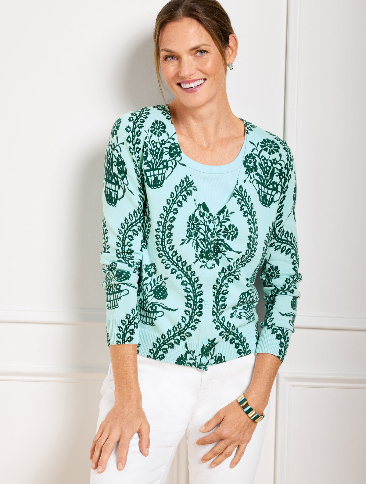 Talbots V-NECK CARDIGAN - FLOWING FLORAL
