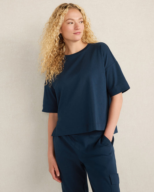 Talbots PLAITED ORGANIC COTTON JERSEY TEE