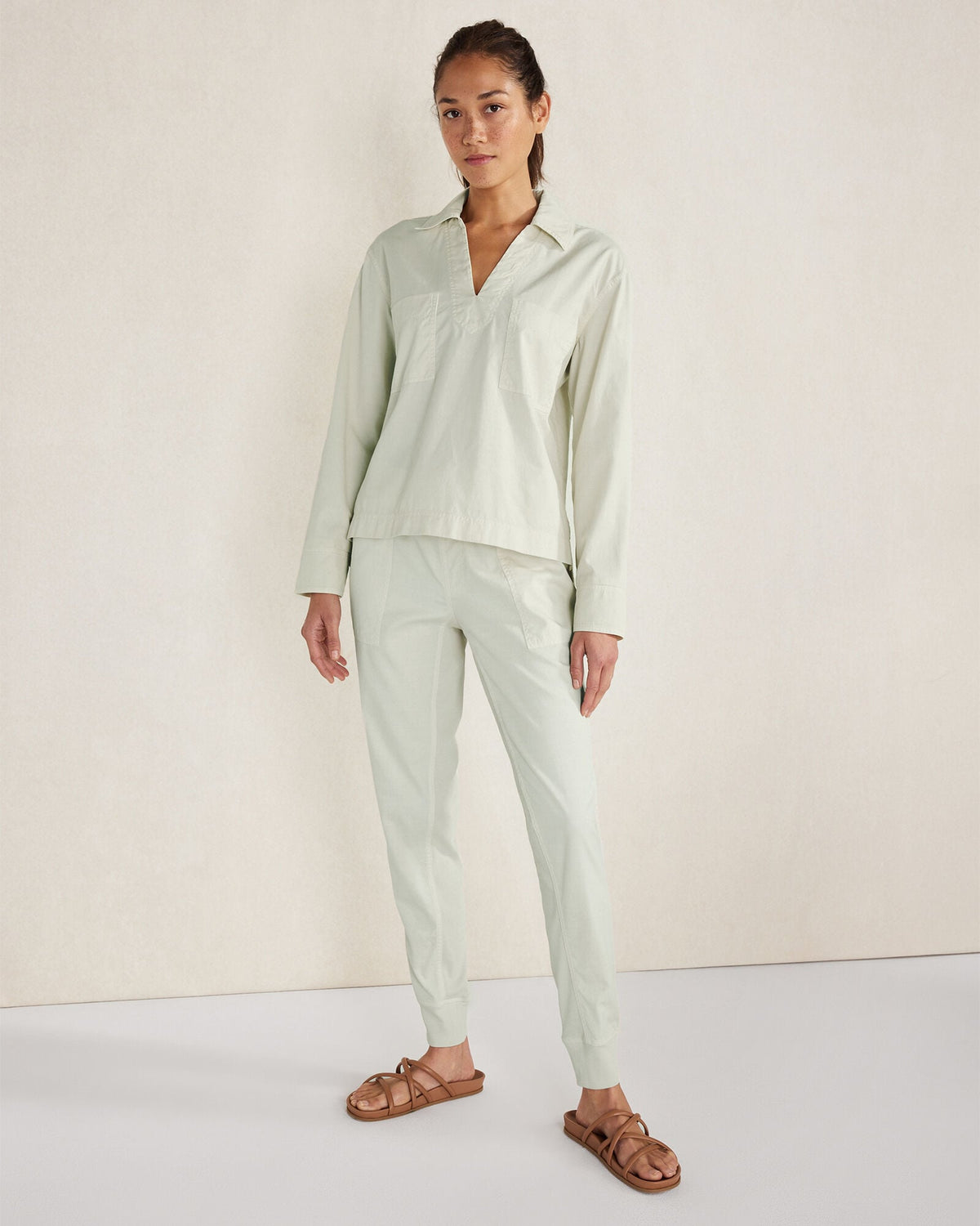 Talbots LIGHTWEIGHT TWILL COLLARED PULLOVER