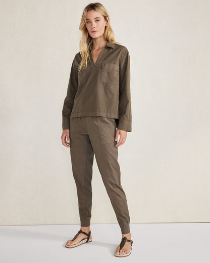 Talbots LIGHTWEIGHT TWILL COLLARED PULLOVER