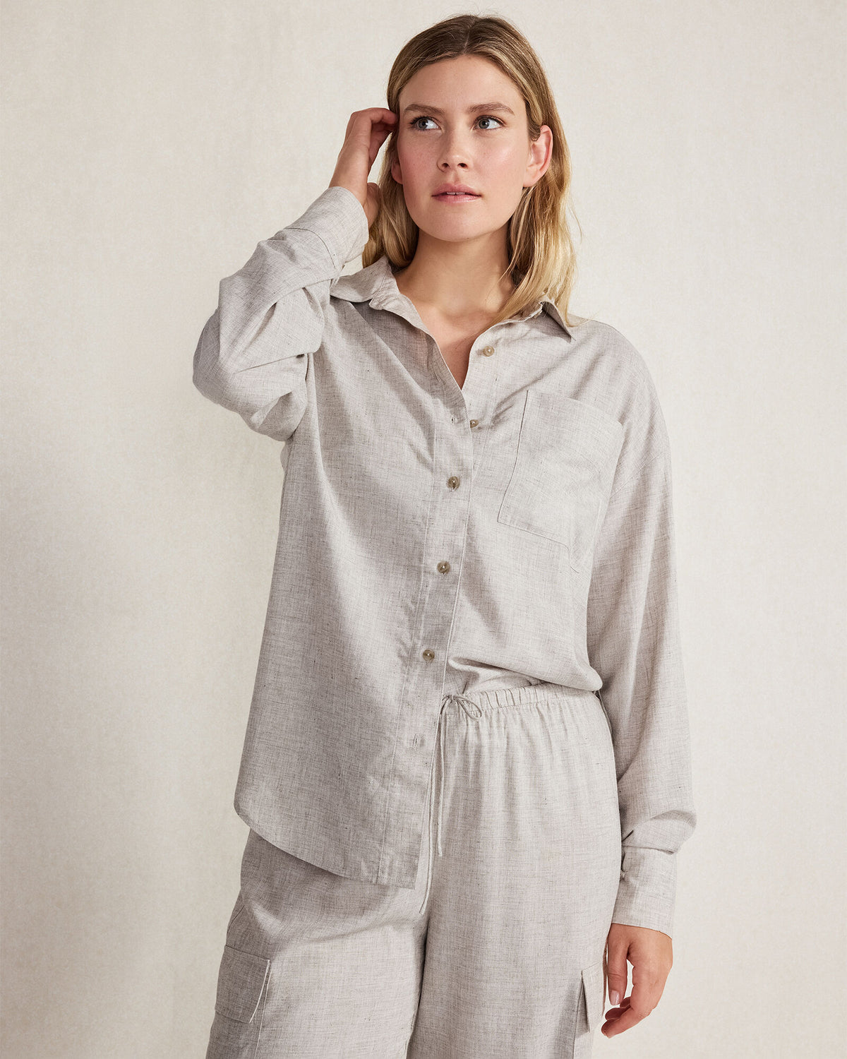 Talbots DRAPEY WOOL BUTTON DOWN TOP