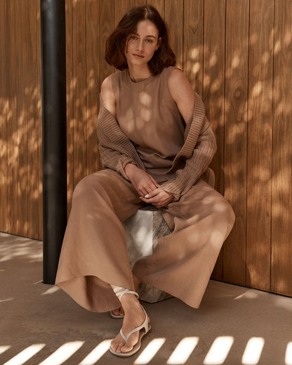Talbots LINEN BLEND WIDE LEG JUMPSUIT