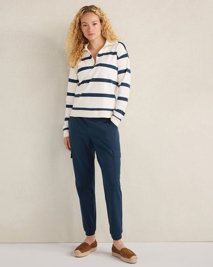 Talbots ORGANIC COTTON INTERLOCK STRIPED QUARTER ZIP