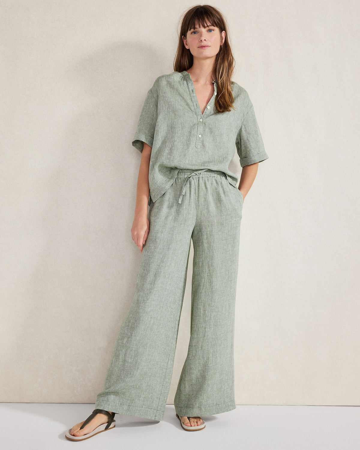 Talbots LINEN CUFF SLEEVE TOP