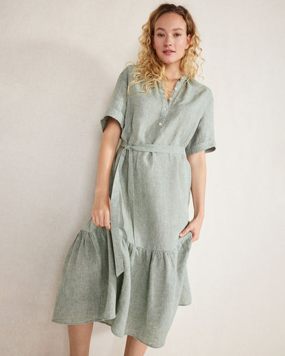 Talbots LINEN TIERED MIDI DRESS