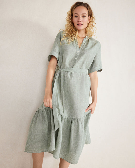 Talbots LINEN TIERED MIDI DRESS