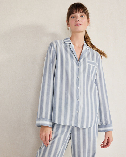 Talbots ORGANIC COTTON POPLIN MIXED STRIPE PAJAMA SHIRT
