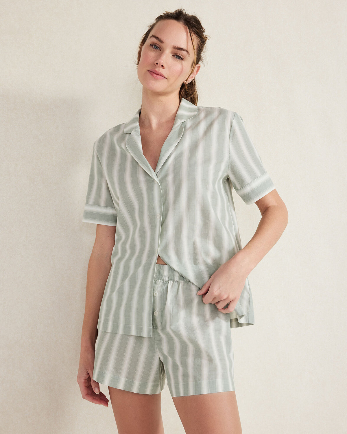 Talbots ORGANIC COTTON POPLIN STRIPE PAJAMA SET