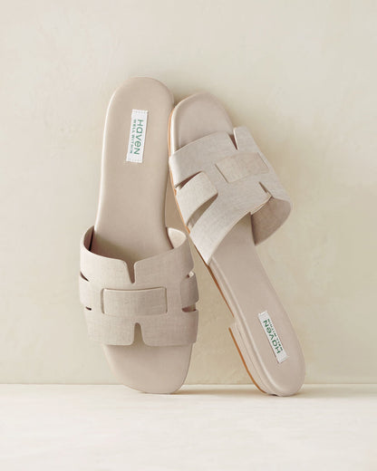 Talbots LINEN THREADED CUT-OUT SLIDES