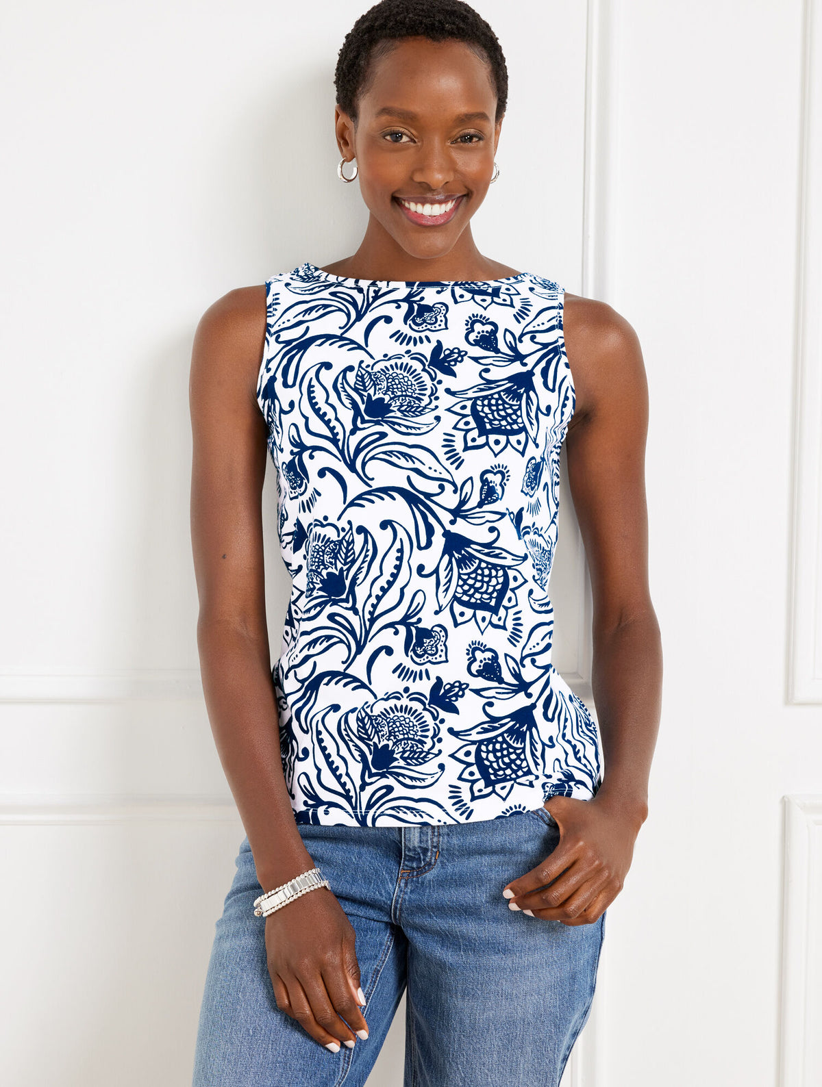 Talbots BATEAU NECK TANK - BICOLOR JACOBEAN