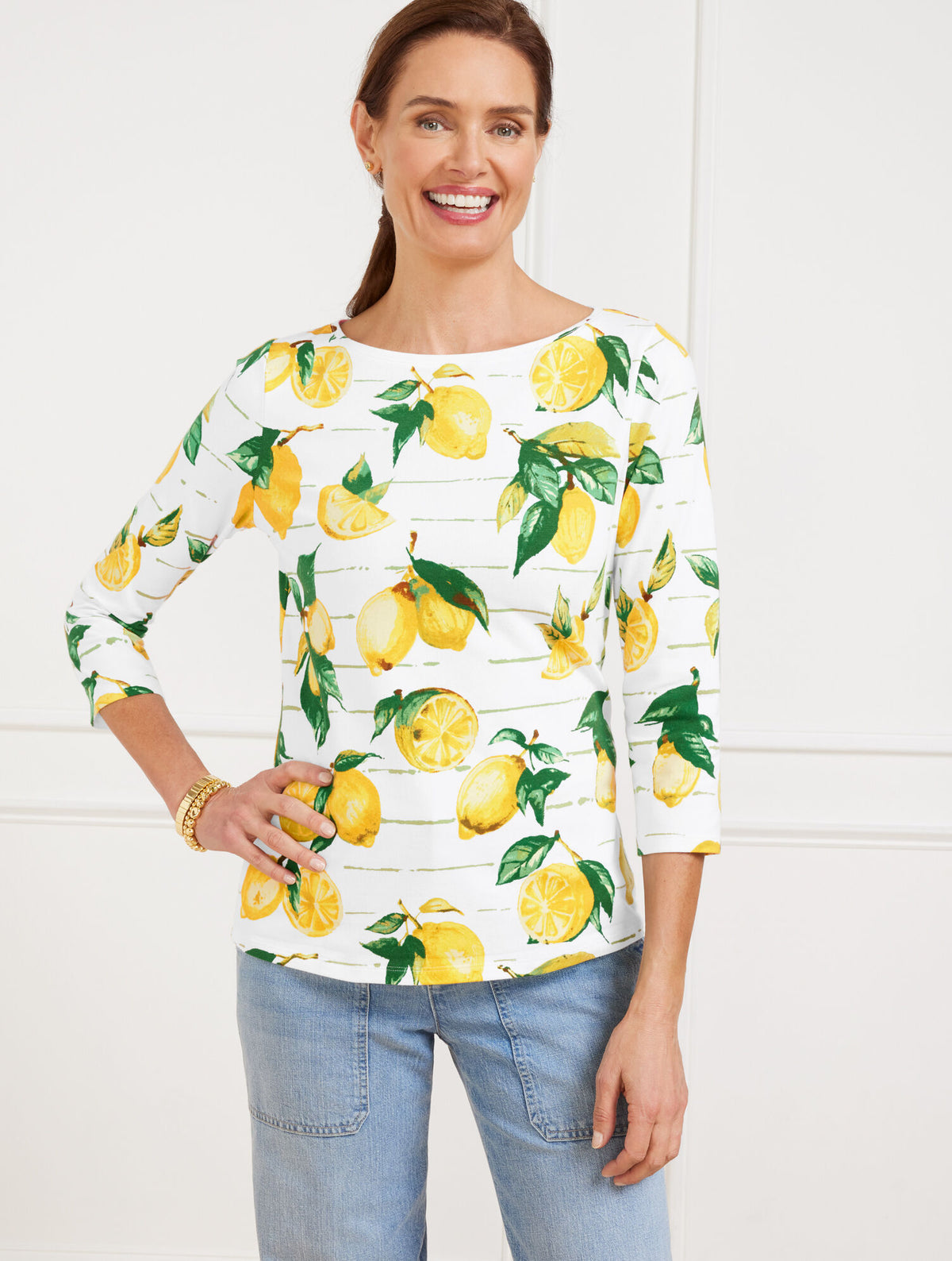 Talbots BATEAU NECK TEE - LUSCIOUS LEMONS