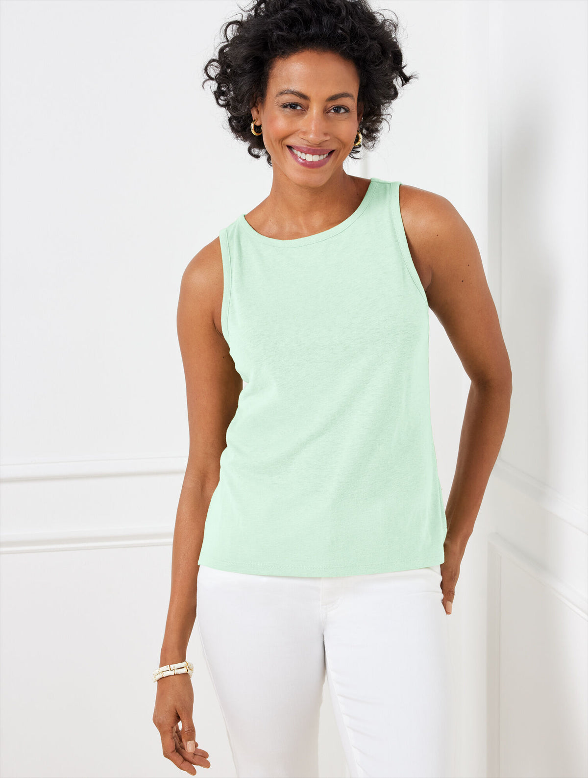 Talbots LINEN SLUB CREWNECK TANK