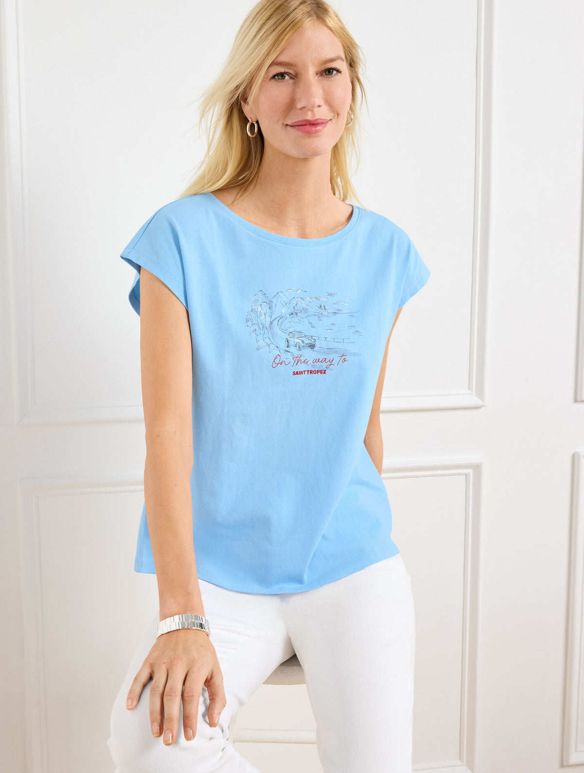 Talbots BATEAU NECK TEE - ST. TROPEZ