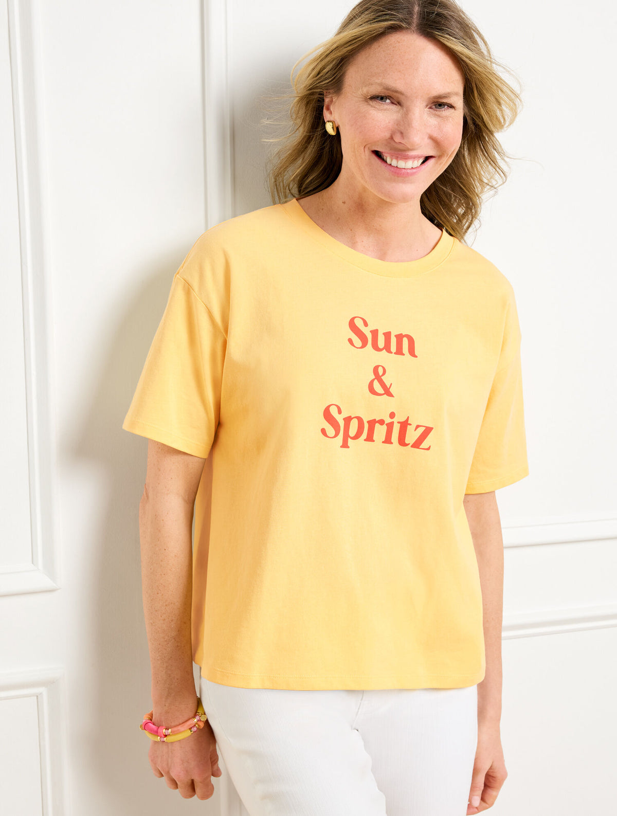 Talbots BOXY CREWNECK TEE - SUN SPRITZ