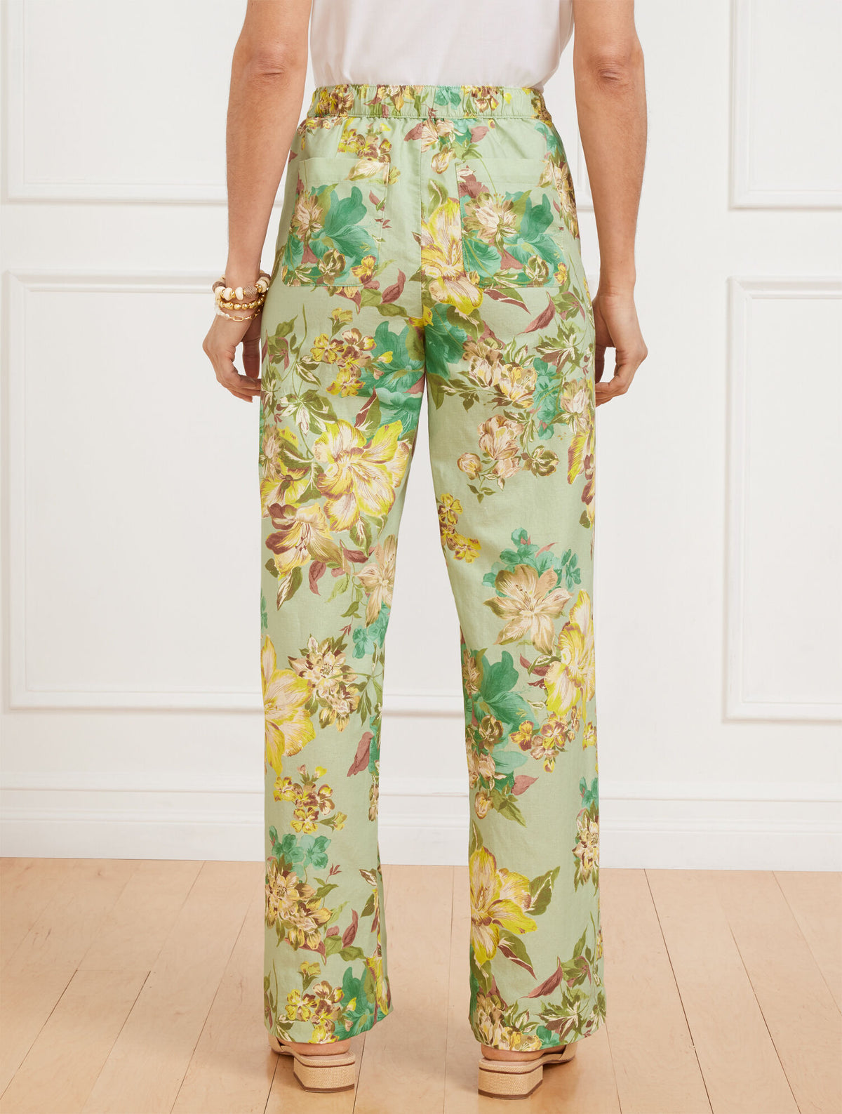 Talbots WIDE LEG WASHED LINEN PANTS - DYNAMIC FLORAL