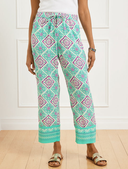 Talbots STRAIGHT ANKLE PULL-ON PANTS - MONACO TILES