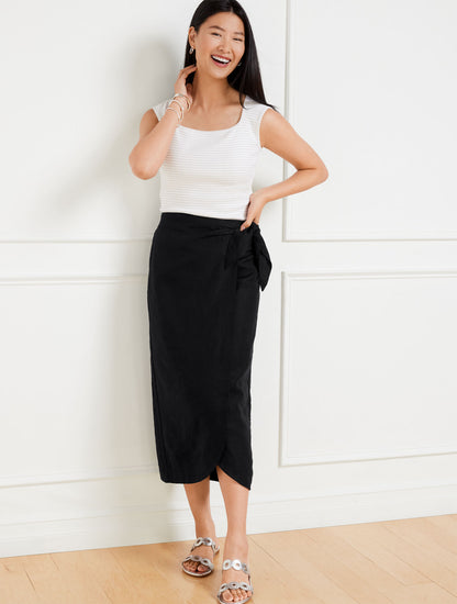 Talbots TULIP HEM LINEN MIDI SKIRT