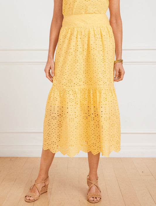 Talbots FLORAL DIAMOND EYELET FLOUNCE MIDI SKIRT