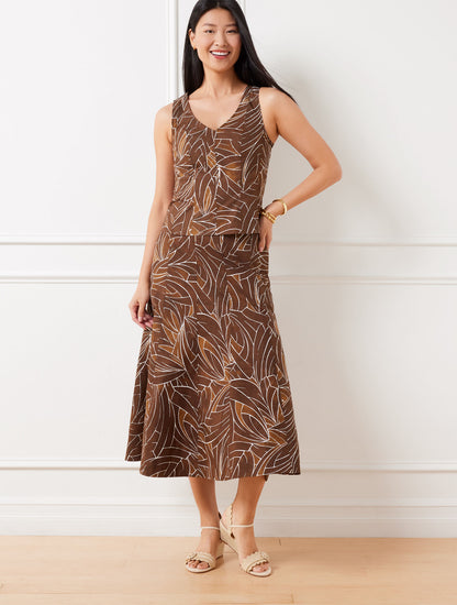 Talbots MODERN POPLIN SEAMED MIDI SKIRT - LIVELY LINES