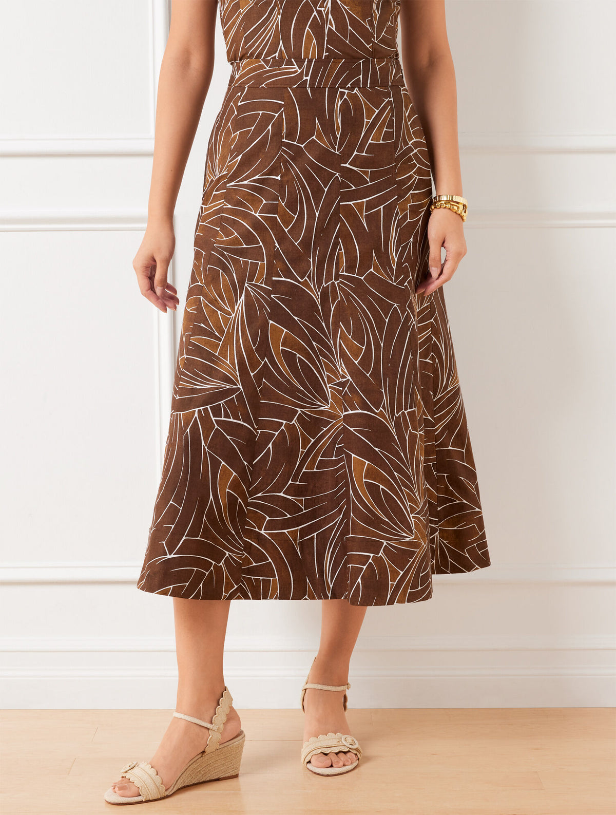 Talbots MODERN POPLIN SEAMED MIDI SKIRT - LIVELY LINES