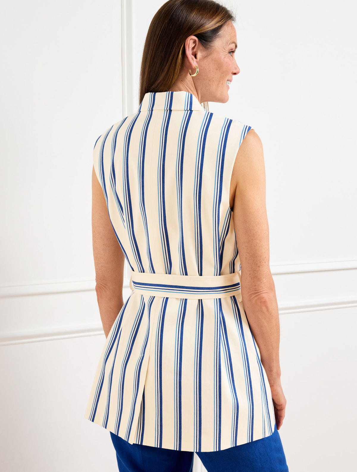 Talbots BELTED VEST - BEACH STRIPE