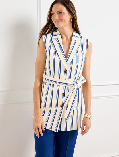 Talbots BELTED VEST - BEACH STRIPE