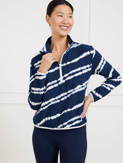 Talbots LIGHTWEIGHT WOVEN STRETCH HALF-ZIP PULLOVER - AURORA LINES