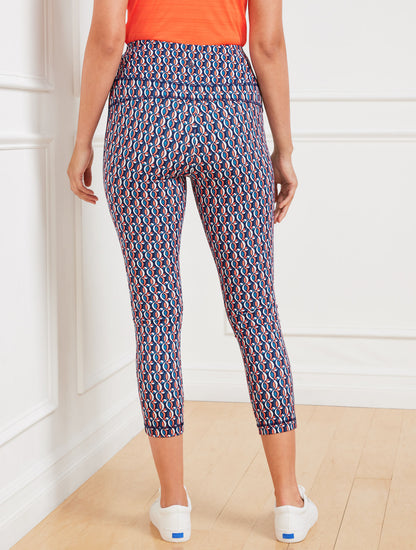 Talbots PERFORMANCE INTERLOCK CAPRI LEGGINGS - PINWHEEL GEO