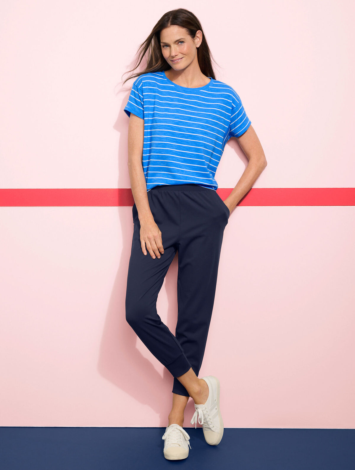 Talbots SUPERSOFT SLUB CREWNECK TEE - BASELINE STRIPE