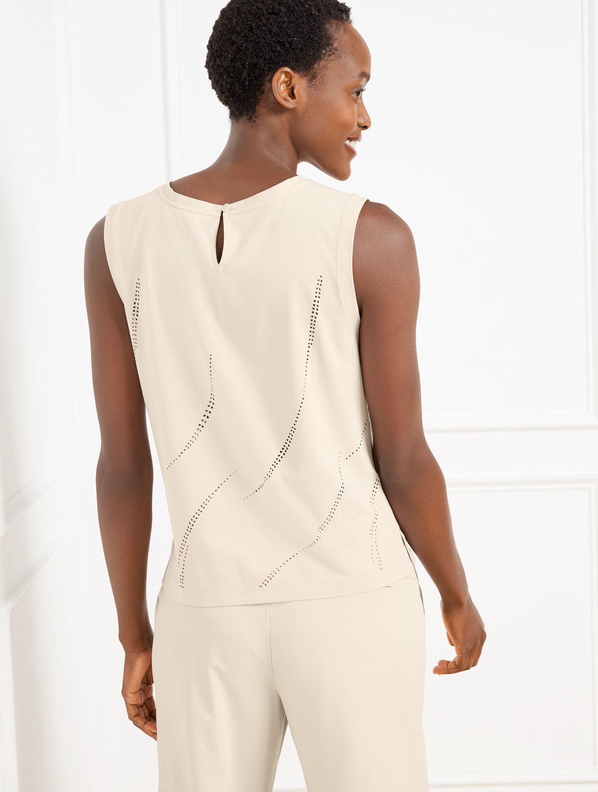 Talbots LIGHTWEIGHT WOVEN STRETCH TANK - LASER CUT