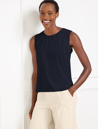 Talbots LIGHTWEIGHT WOVEN STRETCH TANK - LASER CUT
