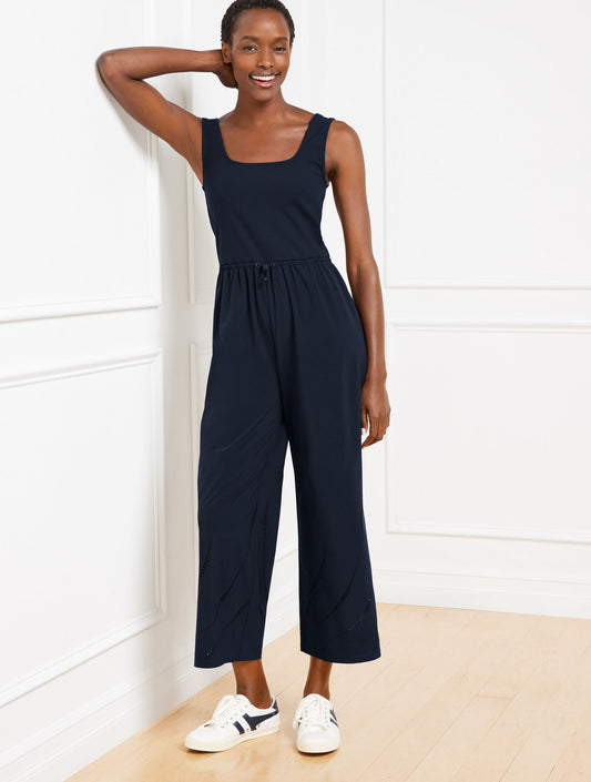 Talbots MIXED MEDIA SQUARE NECK JUMPSUIT