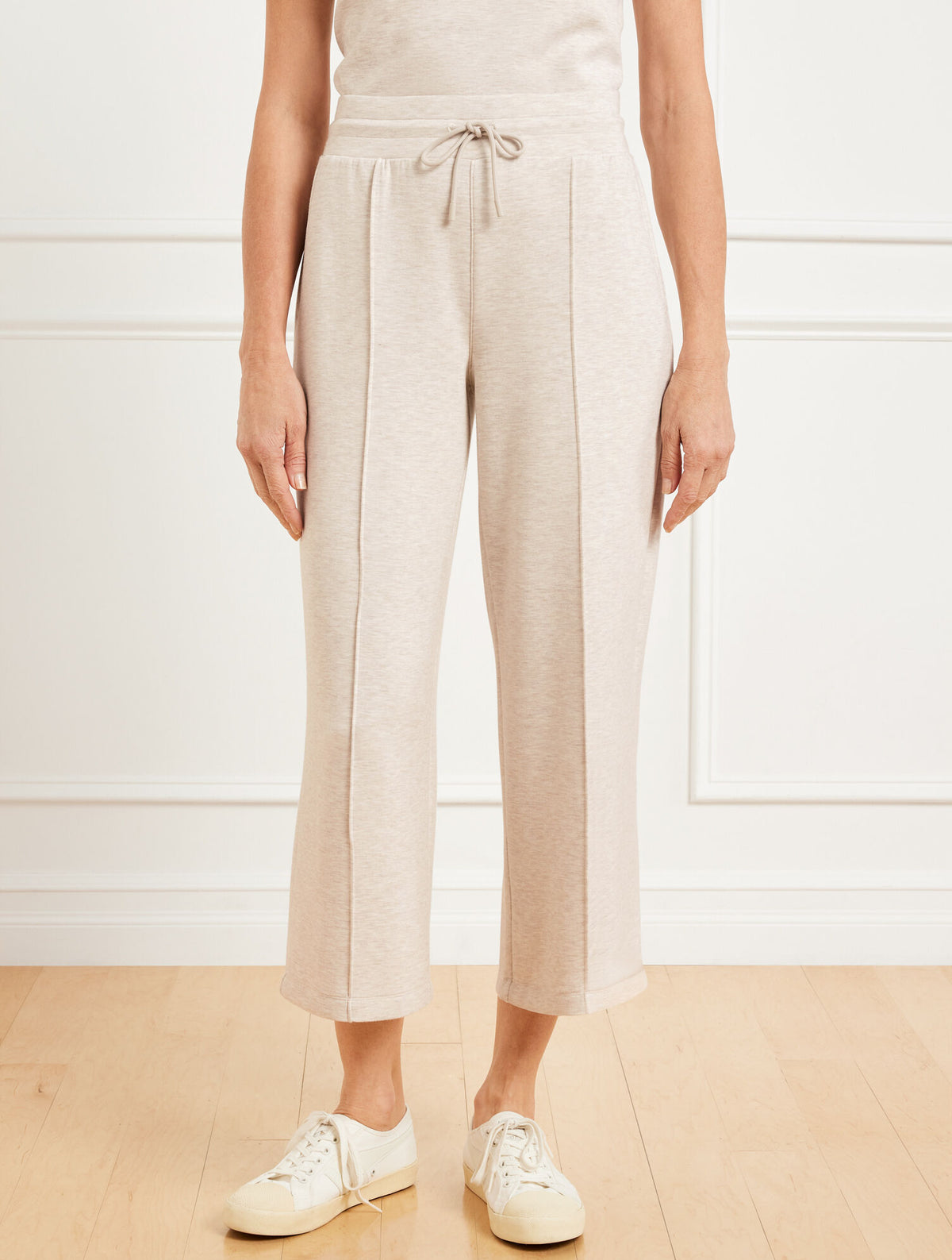 Talbots AIRKNIT STRETCH WIDE CROP PANTS - HEATHERED