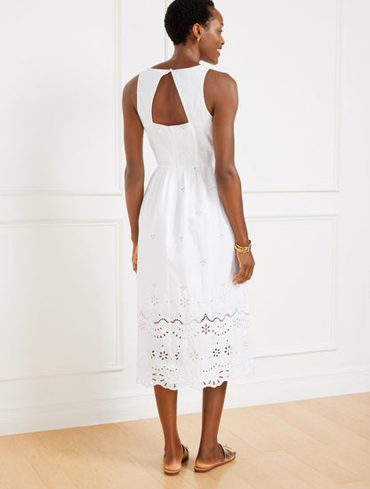 Talbots EYELET BORDER SQUARE NECK DRESS