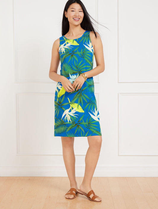 Talbots SLEEVELESS SHIFT JERSEY DRESS - BIRDS OF PARADISE