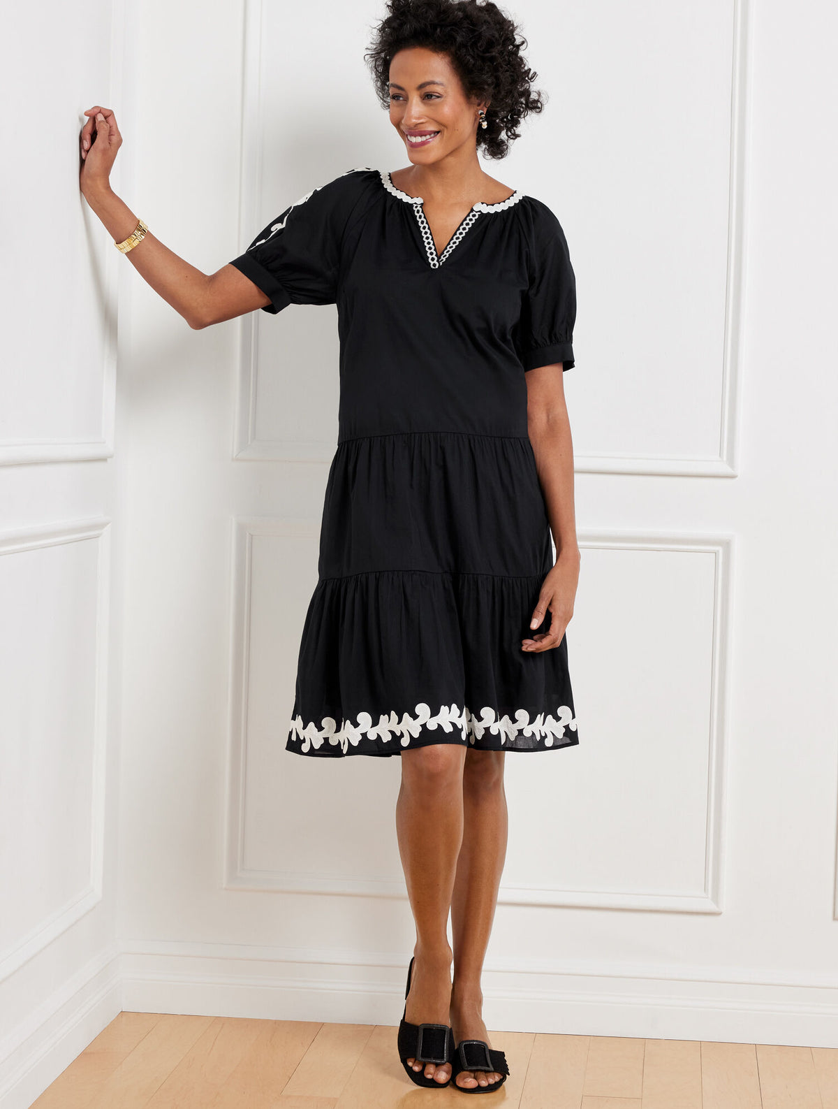 Talbots EMBROIDERED TIERED DRESS