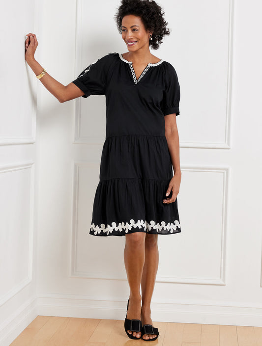 Talbots EMBROIDERED TIERED DRESS