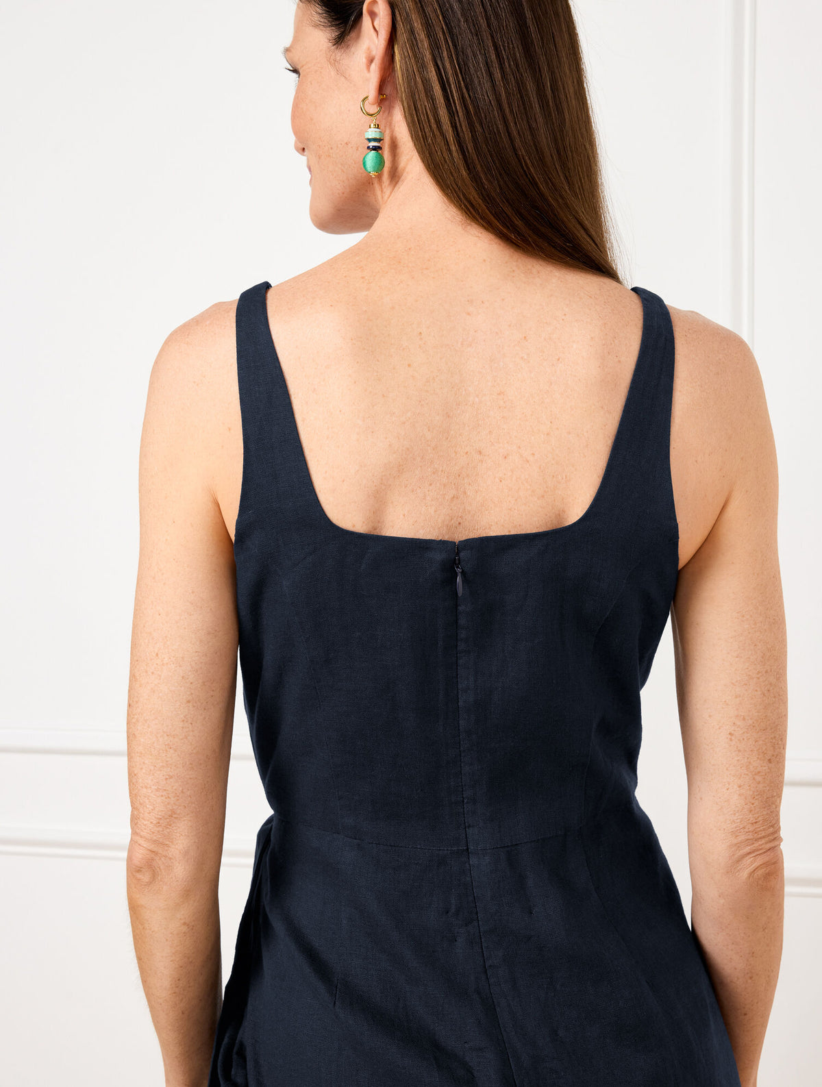 Talbots SQUARE NECK WRAP LINEN DRESS