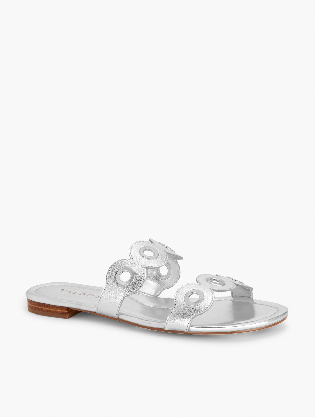 Talbots CAMY EYELET NAPPA METALLIC SLIDE SANDALS