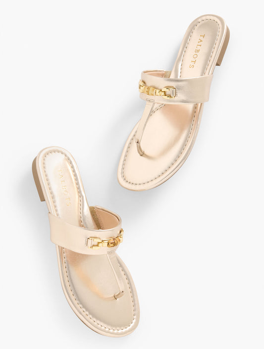 Talbots GIA BAMBOO METALLIC THONG SANDALS