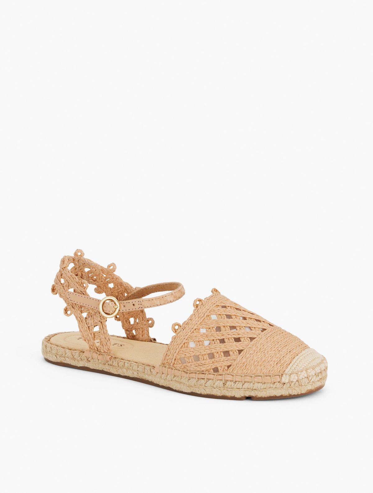 Talbots IZZY ANKLE STRAP RAFFIA ESPADRILLE FLATS