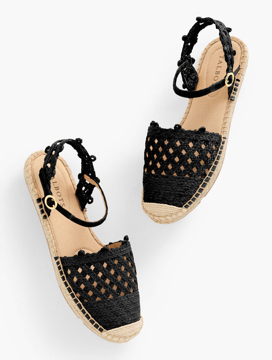 Talbots IZZY ANKLE STRAP RAFFIA ESPADRILLE FLATS