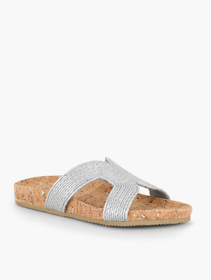 Talbots MALIA METALLIC WOVEN RAFFIA SLIDES