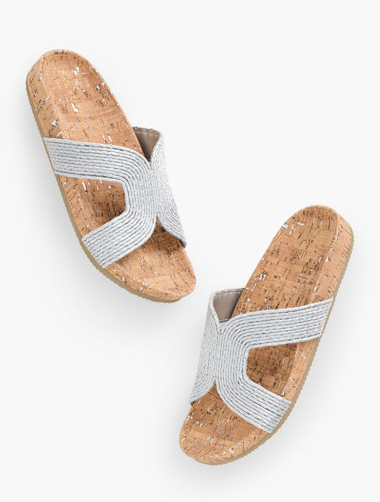 Talbots MALIA METALLIC WOVEN RAFFIA SLIDES