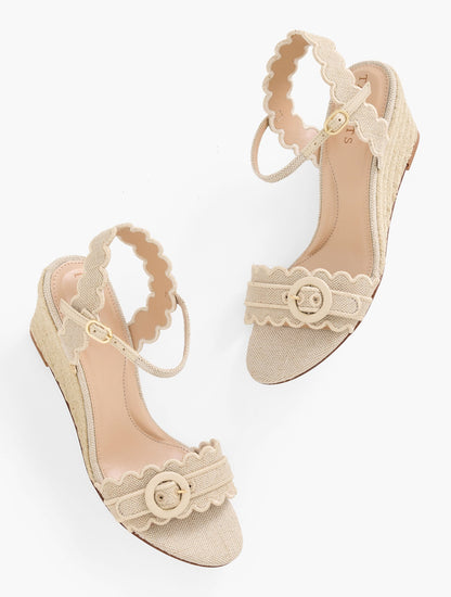 Talbots ROYCE METALLIC SCALLOPED WEDGE SANDALS