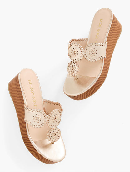 Talbots JACK ROGERS® KIMBERLY METALLIC NAPPA WEDGE SANDALS