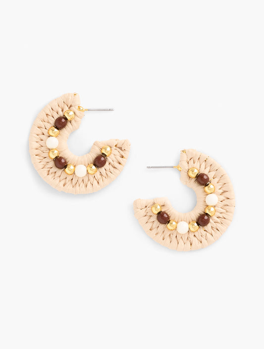 Talbots BEADED RAFFIA HOOP EARRINGS