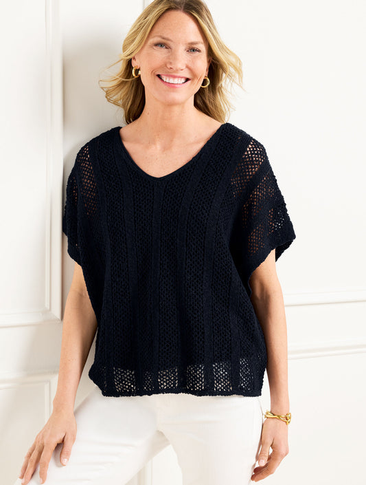 Talbots OPEN STITCH TOP